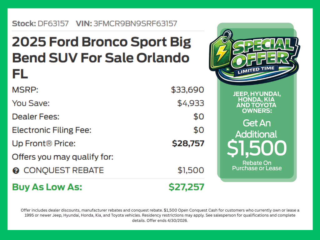 2025 Shadow Black Ford Bronco Sport Big Bend 4X4 SUV