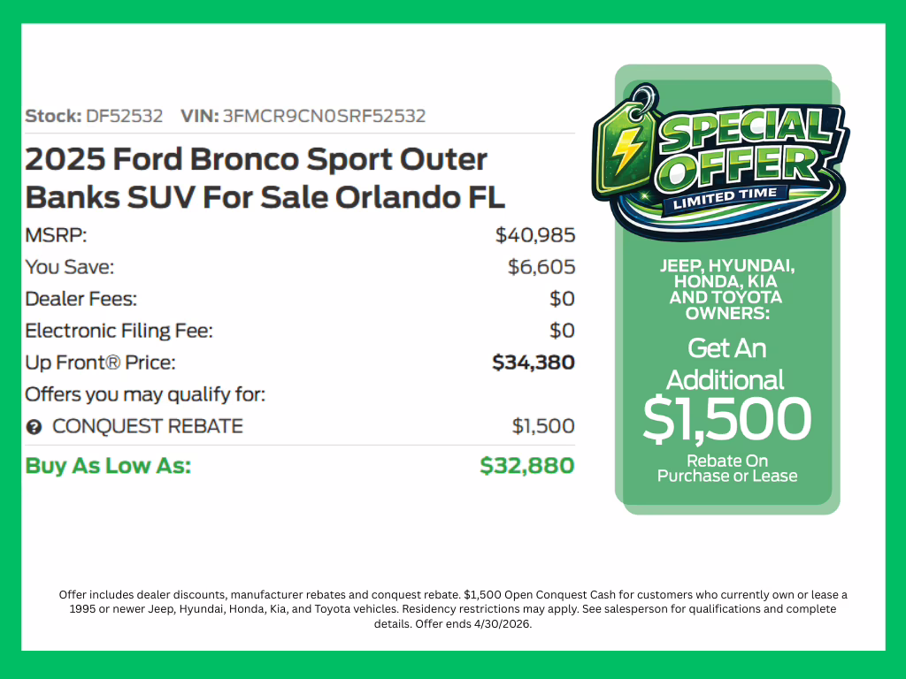 2025 Shadow Black Ford Bronco Sport Outer Banks 4X4 SUV