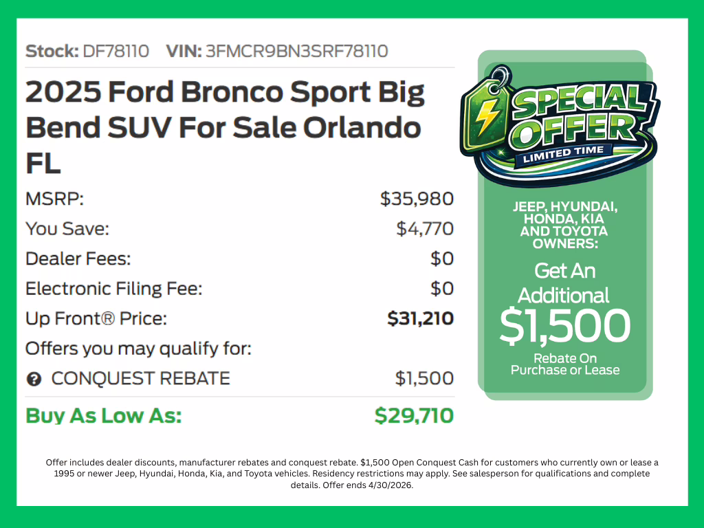 2025 Eruption Green Metallic Ford Bronco Sport Big Bend 4X4 SUV