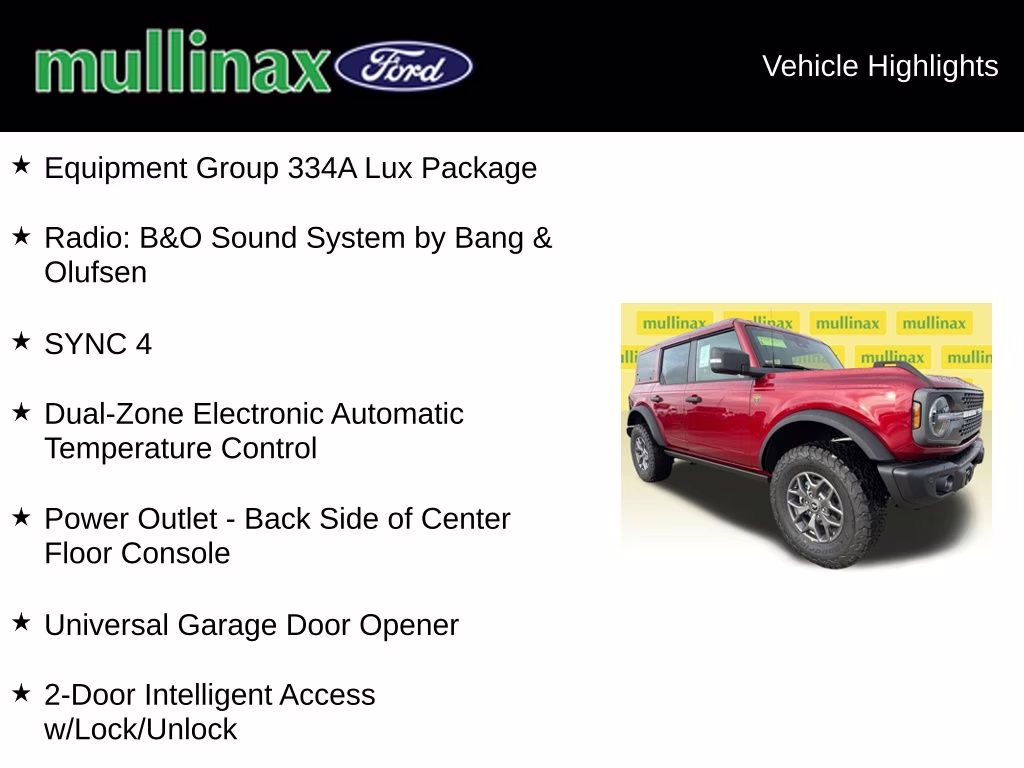 2025 Ruby Red Metallic Tinted Clearcoat Ford Bronco Badlands 4X4 SUV