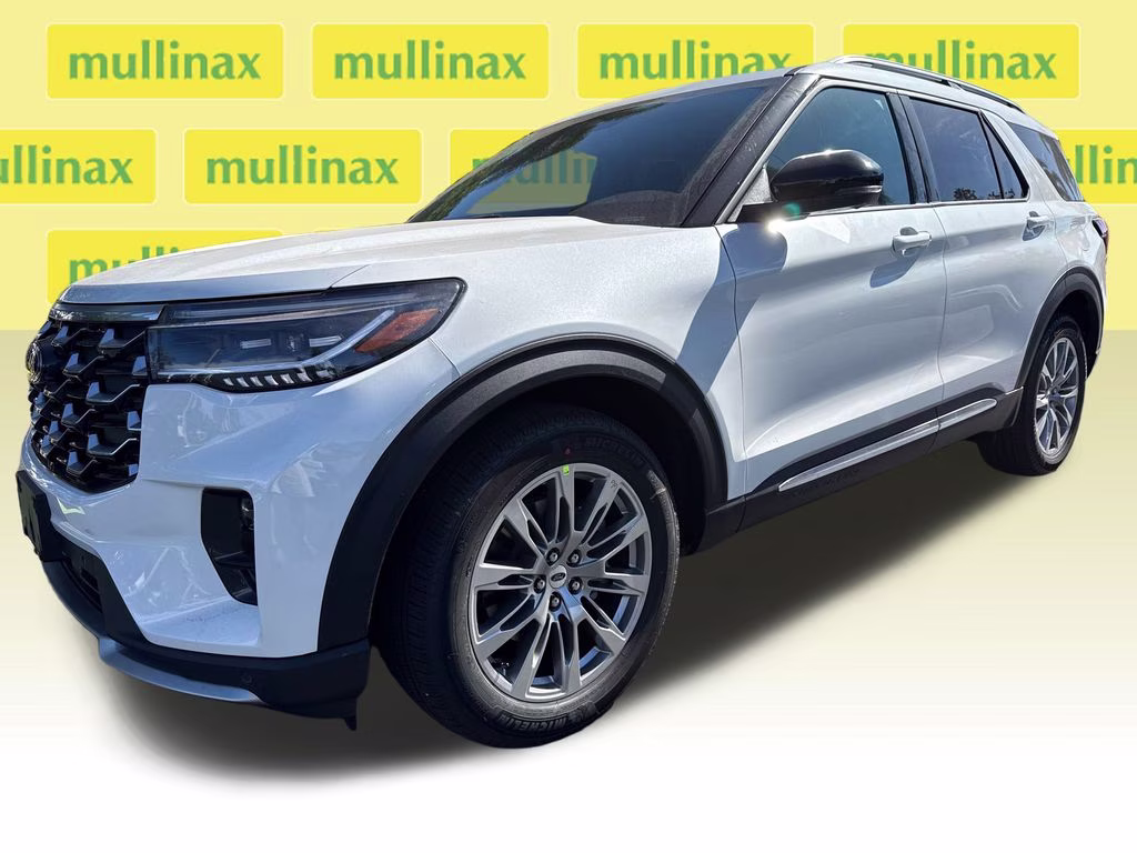 2026 Star White Metallic Tri-Coat Ford Explorer Platinum RWD SUV