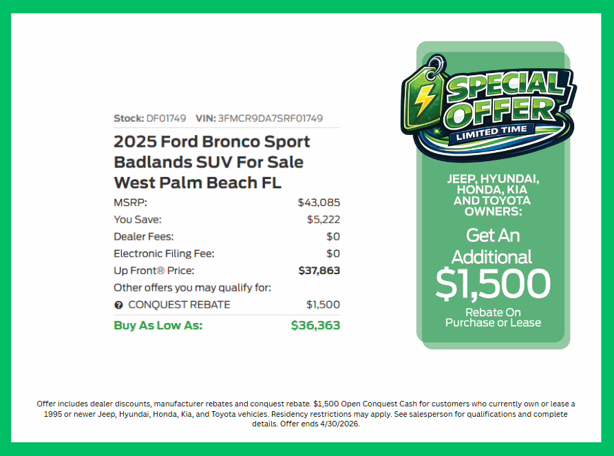 2025 Desert Sand Ford Bronco Sport Badlands 4X4 SUV