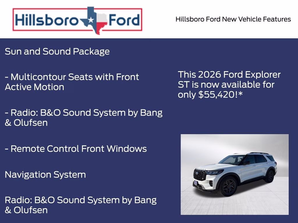 2026 Star White Metallic Tri-Coat Ford Explorer ST 4X4 SUV