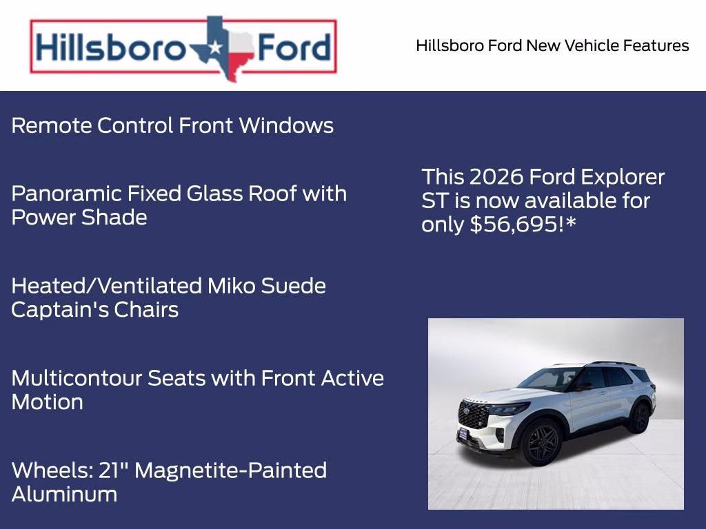 2026 Star White Metallic Tri-Coat Ford Explorer ST 4X4 SUV