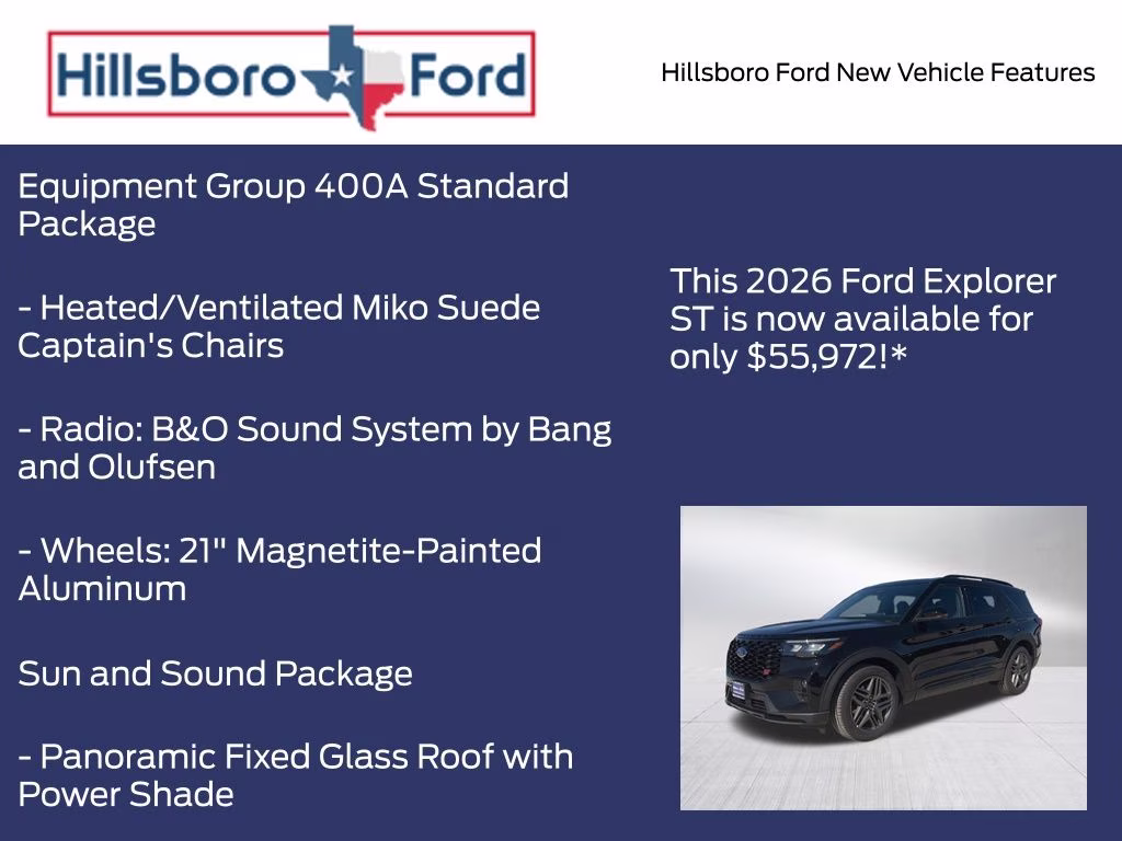 2026 Agate Black Metallic Ford Explorer ST 4X4 SUV
