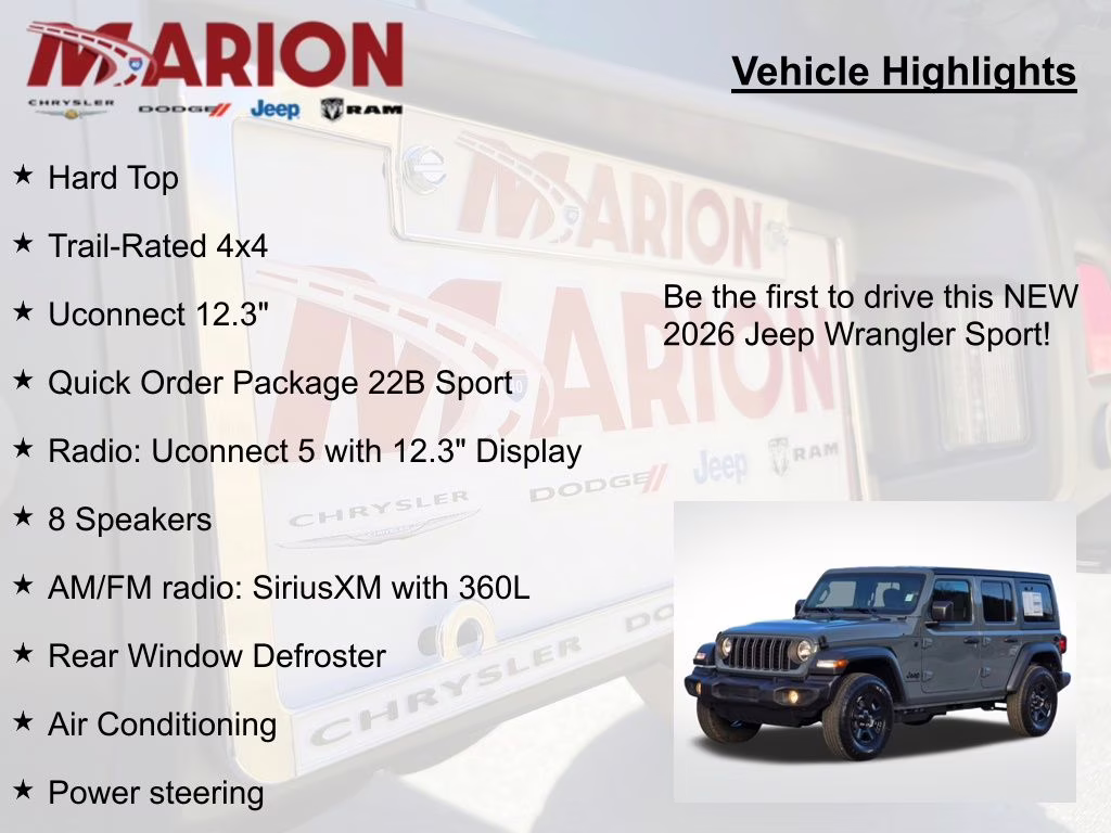 2026 Anvil Clear Coat Jeep Wrangler Sport 4X4 SUV