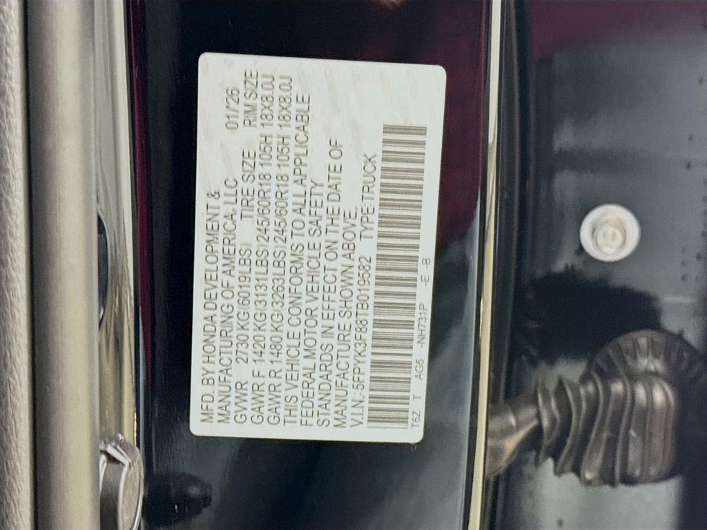 2026 Crystal Black Pearl Honda Ridgeline Black Edition AWD Truck