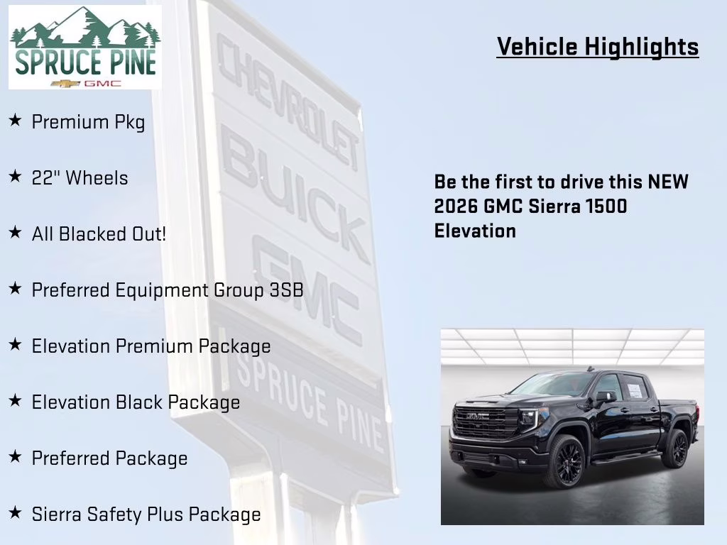 2026 Onyx Black GMC Sierra 1500 Elevation 4X4 Truck