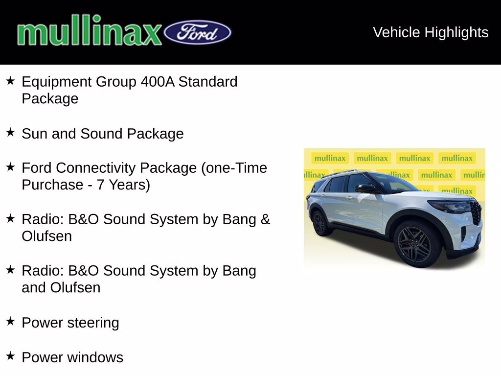 2026 Star White Metallic Tri-Coat Ford Explorer ST RWD SUV