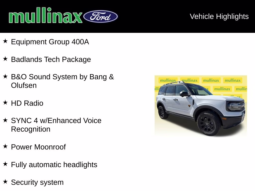 2025 Oxford White Ford Bronco Sport Badlands 4X4 SUV