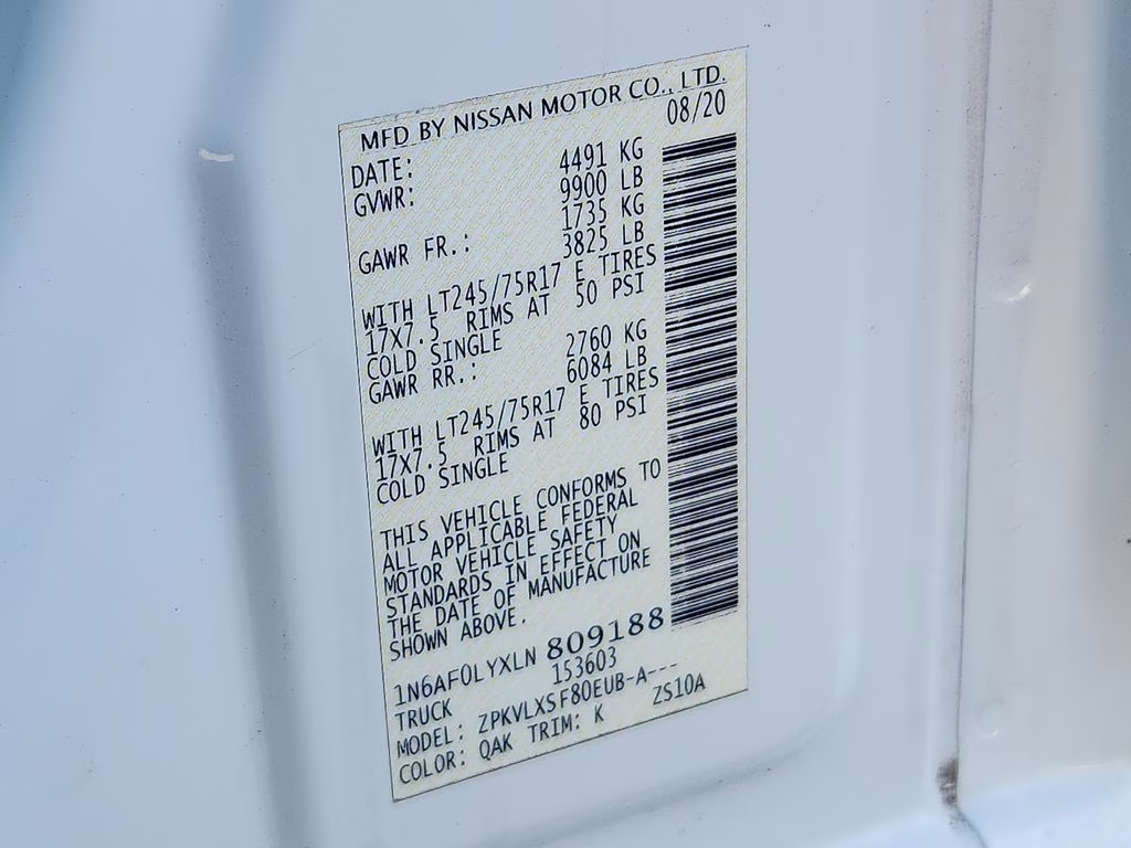 2020 Glacier White Nissan NV3500 HD Cargo SV RWD Van