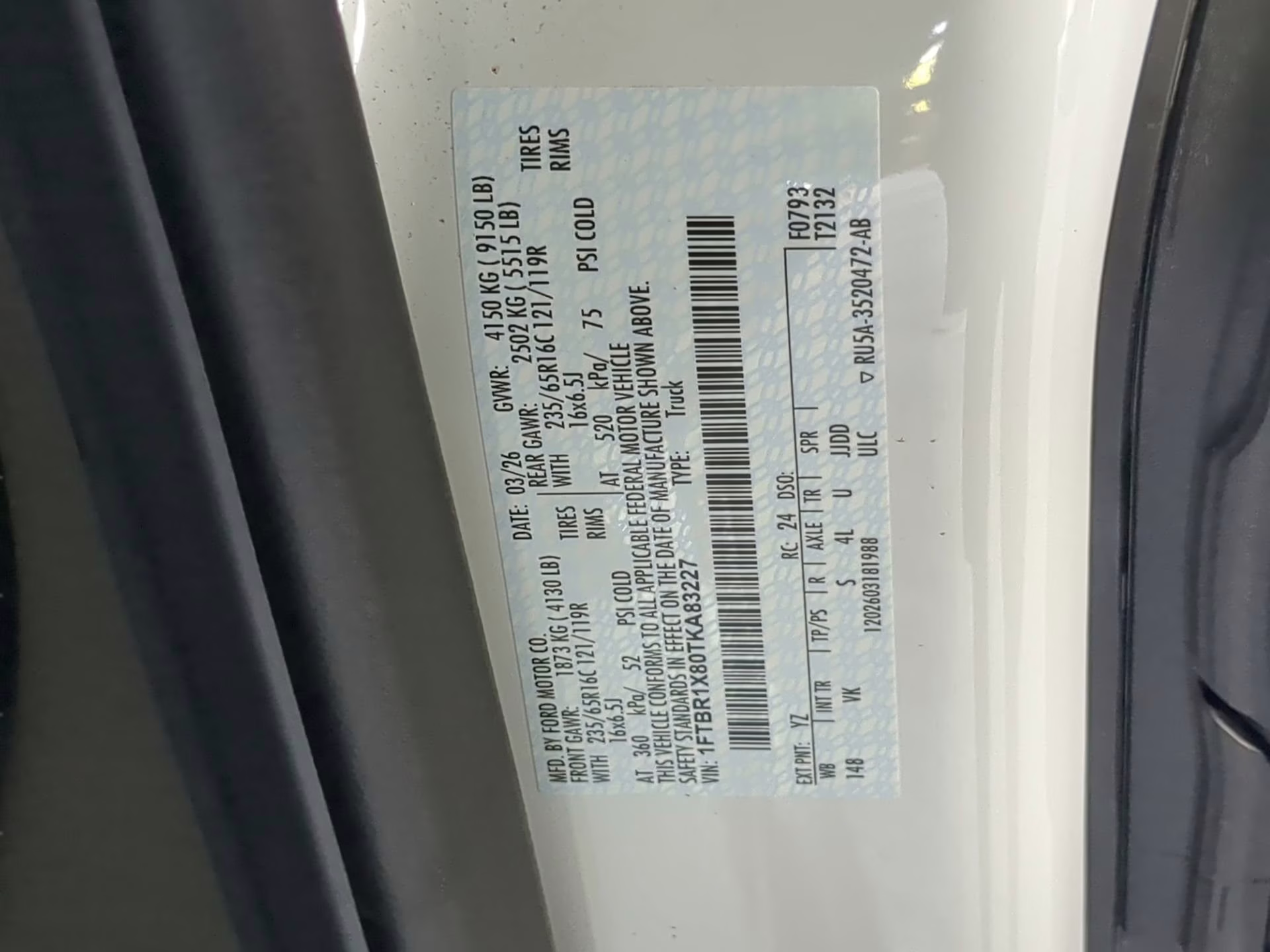 2026 Oxford White Ford Transit Cargo Van RWD Van