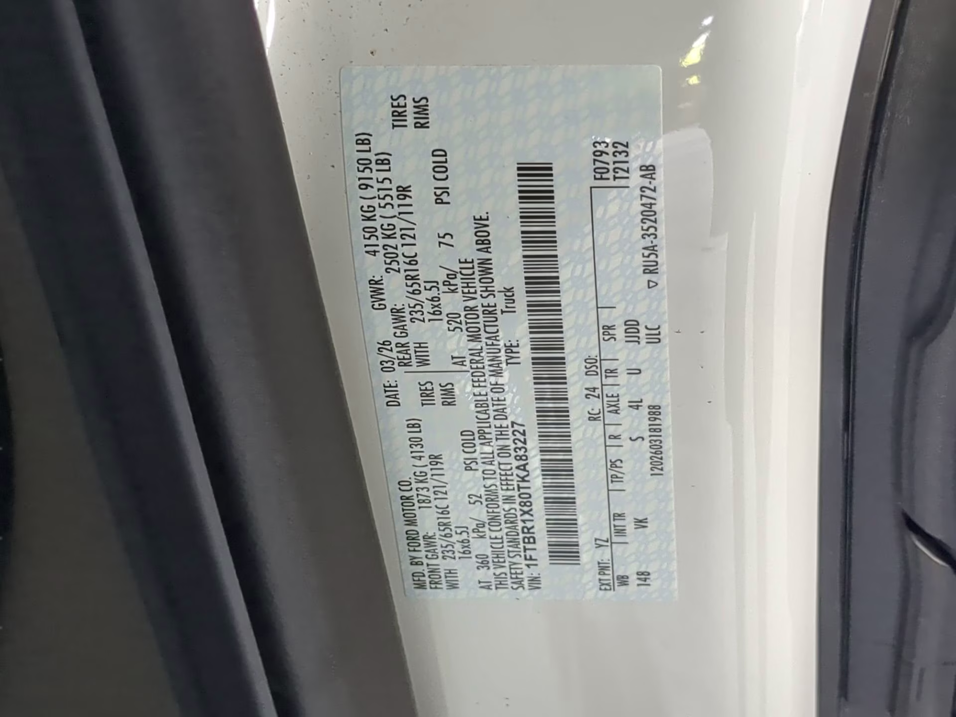 2026 Oxford White Ford Transit Cargo Van XL RWD Van