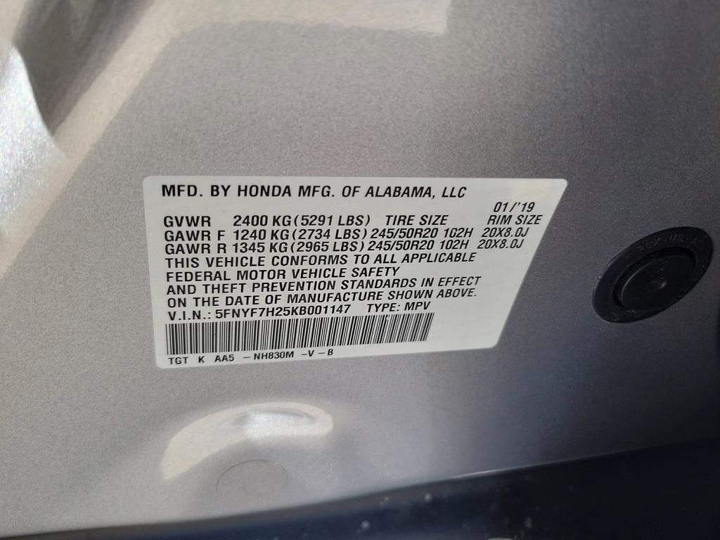 2019 Lunar Silver Metallic Honda Passport Sport FWD SUV