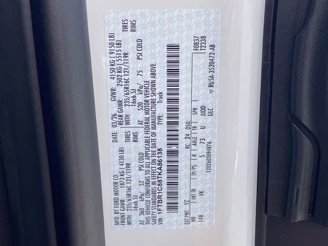 2026 Oxford White Ford Transit Cargo Van Base RWD Van