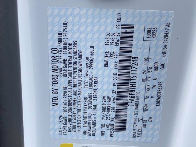 2026 Oxford White Ford Mustang EcoBoost RWD Coupe