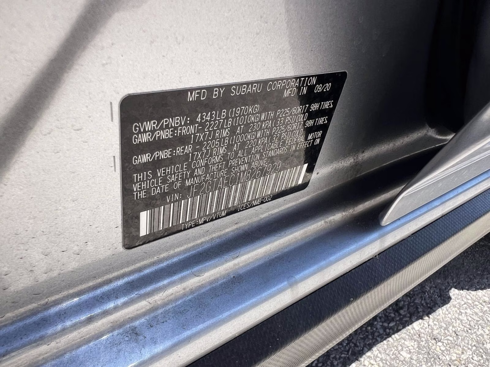 2021 Silver Subaru Crosstrek Premium AWD SUV