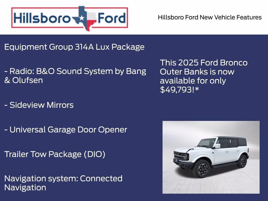 2025 Oxford White Ford Bronco Outer Banks 4X4 SUV