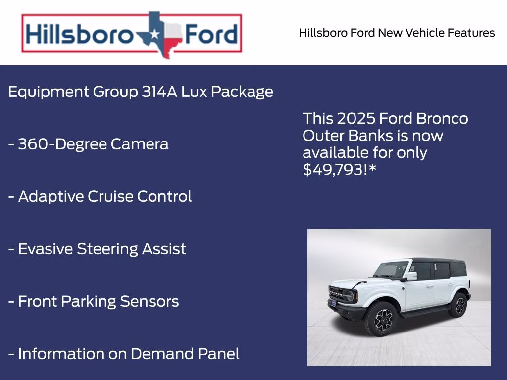 2025 Oxford White Ford Bronco Outer Banks 4X4 SUV