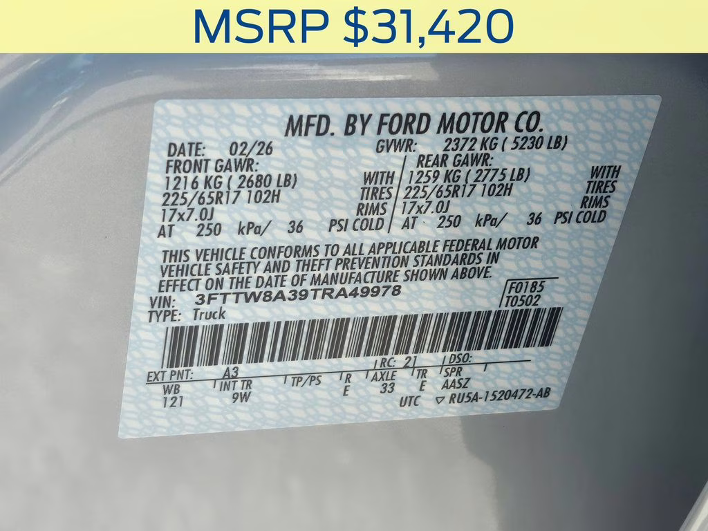 2026 Space White Metallic Ford Maverick XL FWD Truck