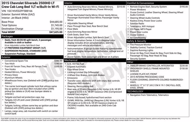 2015 Summit White Chevrolet Silverado 2500HD LT 4X4 Truck