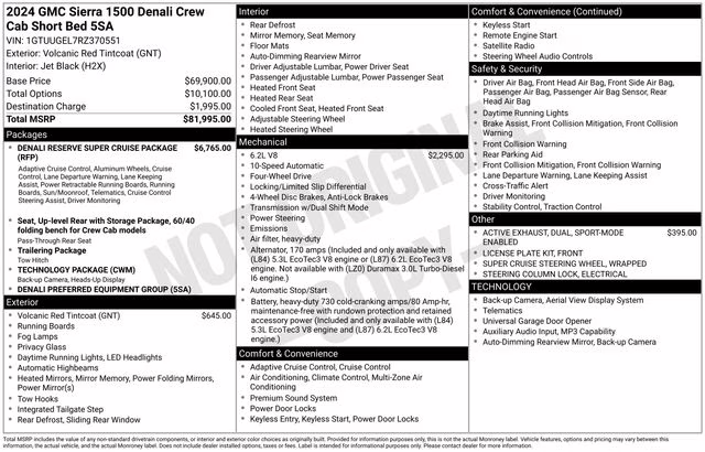 2024 Volcanic Red Tintcoat GMC Sierra 1500 Denali 4X4 Truck