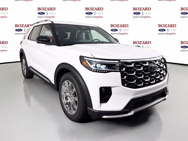 2026 Star White Metallic Tri-Coat Ford Explorer Platinum RWD SUV