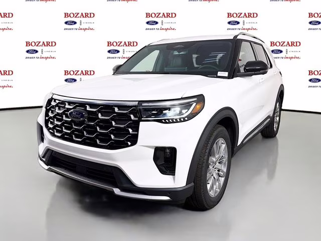 2026 Star White Metallic Tri-Coat Ford Explorer Platinum RWD SUV
