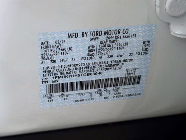 2026 Star White Metallic Tri-Coat Ford Explorer Platinum RWD SUV