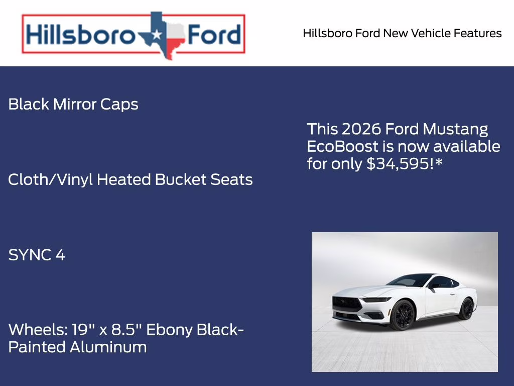 2026 Oxford White Ford Mustang EcoBoost RWD Coupe