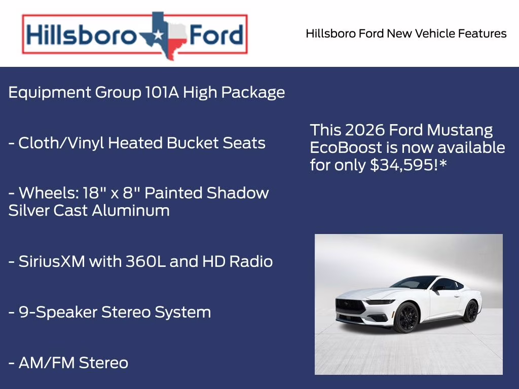 2026 Oxford White Ford Mustang EcoBoost RWD Coupe