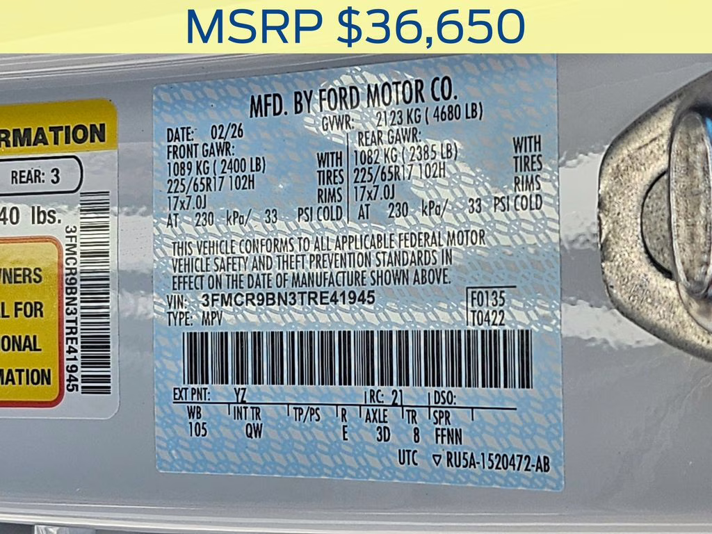 2026 Oxford White Ford Bronco Sport Big Bend 4X4 SUV