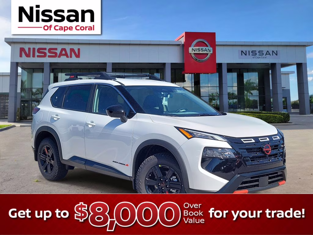 2026 Everest White Pearl Tricoat Nissan Rogue Rock Creek AWD SUV