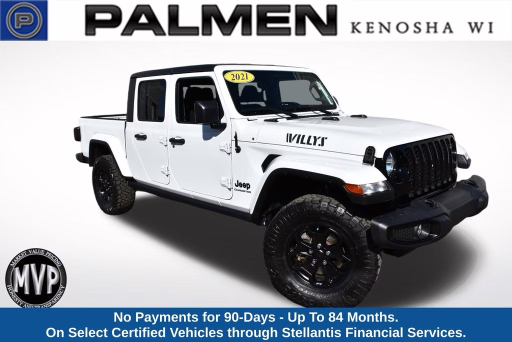 2021 Bright White Clearcoat Jeep Gladiator Willys 4X4 Truck