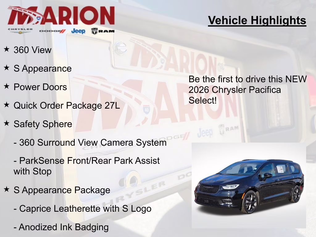 2026 Diamond Black Crystal Pearlcoat Chrysler Pacifica Select FWD Van