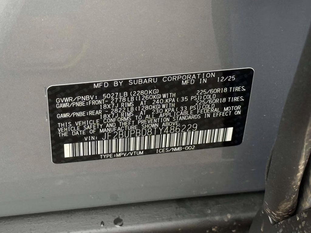 2026 Ice Silver Metallic Subaru Outback Premium AWD SUV