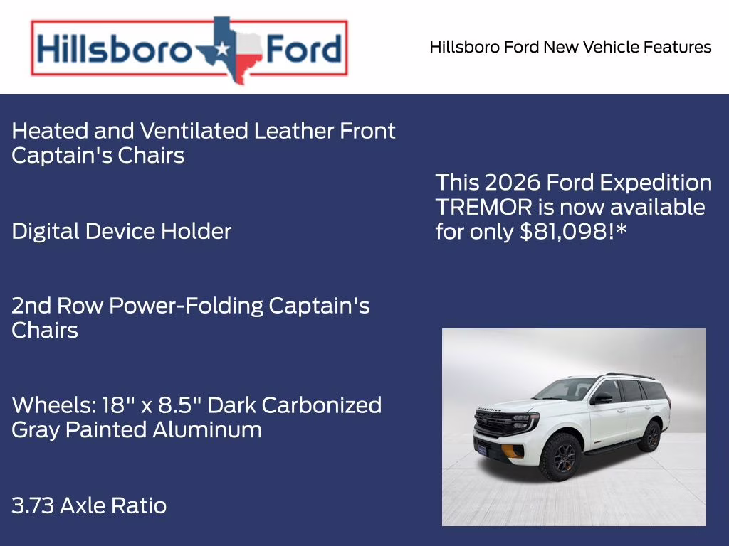 2026 Star White Metallic Tri-Coat Ford Expedition Tremor 4X4 SUV