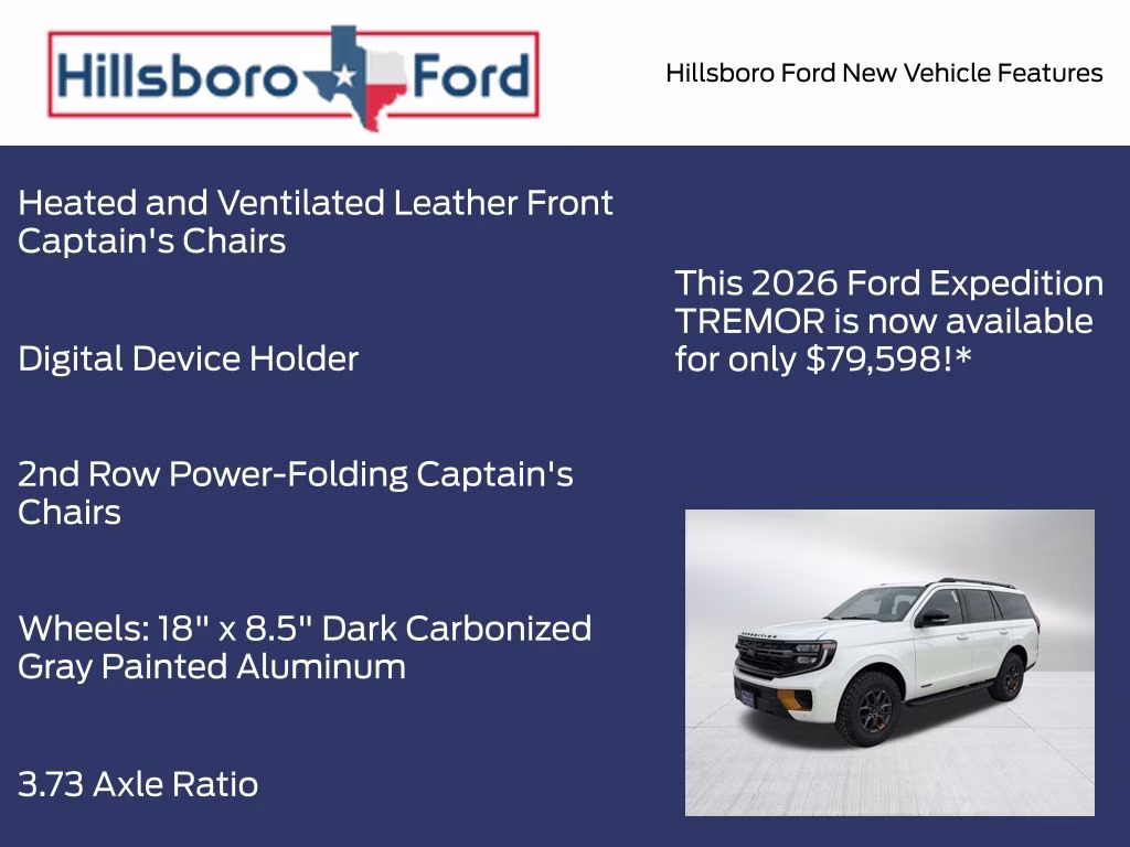 2026 Star White Metallic Tri-Coat Ford Expedition Tremor 4X4 SUV