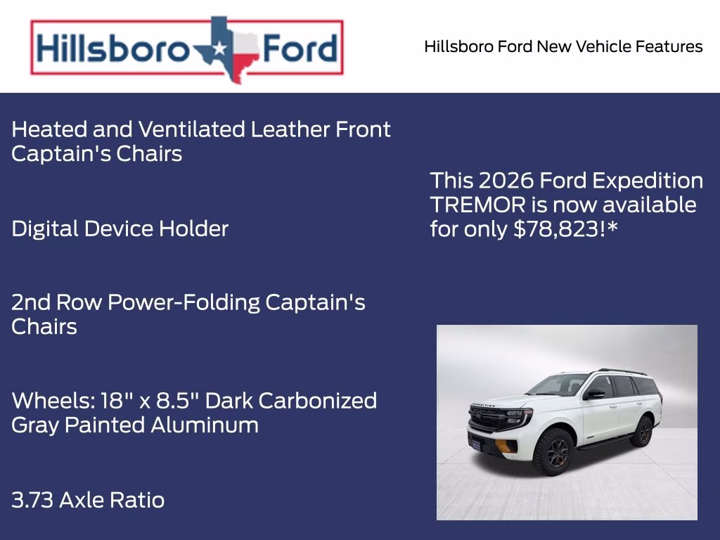 2026 Star White Metallic Tri-Coat Ford Expedition Tremor 4X4 SUV