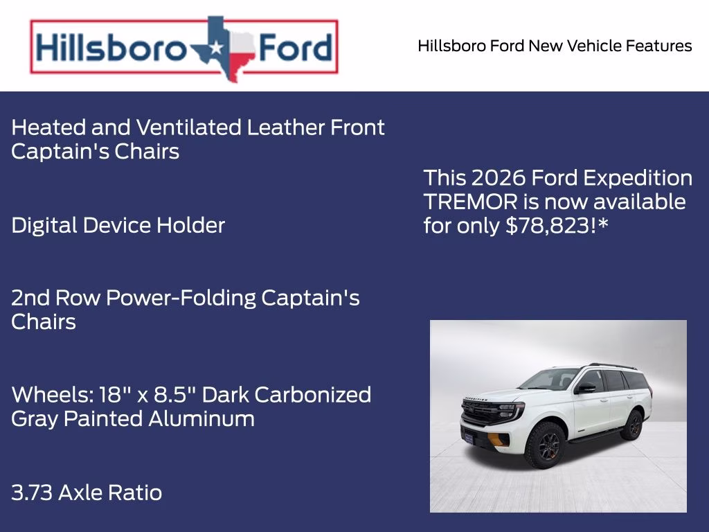 2026 Star White Metallic Tri-Coat Ford Expedition Tremor 4X4 SUV