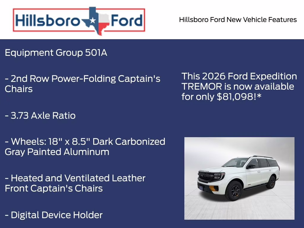 2026 Star White Metallic Tri-Coat Ford Expedition Tremor 4X4 SUV