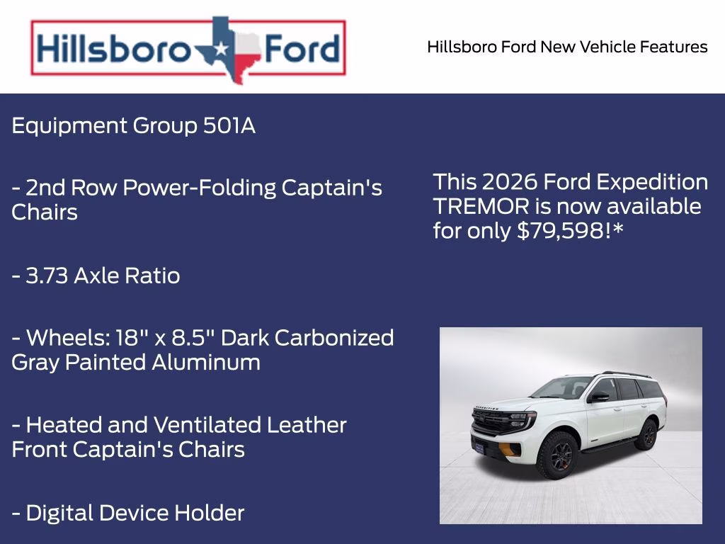 2026 Star White Metallic Tri-Coat Ford Expedition Tremor 4X4 SUV
