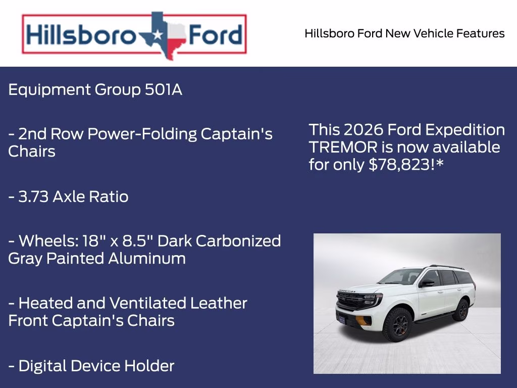 2026 Star White Metallic Tri-Coat Ford Expedition Tremor 4X4 SUV