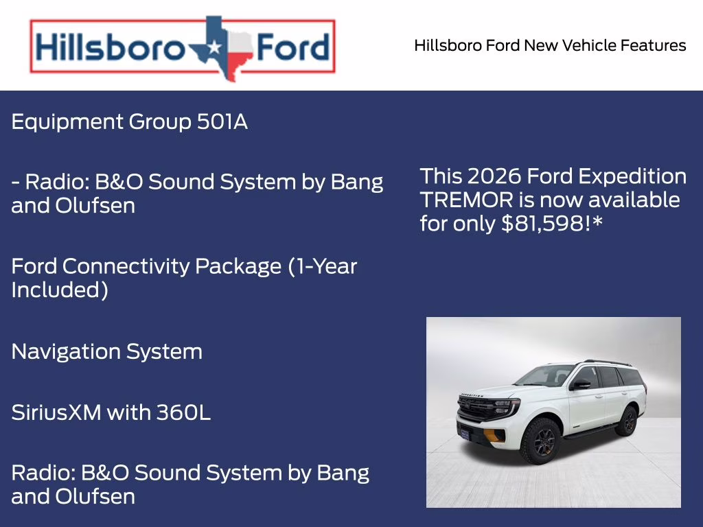 2026 Star White Metallic Tri-Coat Ford Expedition Tremor 4X4 SUV