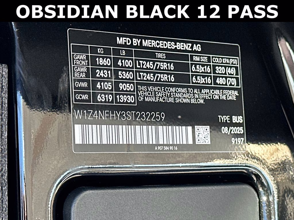 2025 Obsidian Mercedes-Benz Sprinter 2500 Passenger 144 WB RWD Van