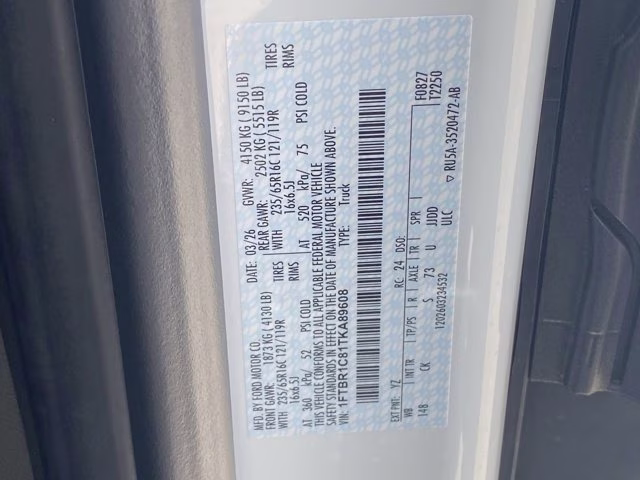 2026 Oxford White Ford Transit Cargo Van Base RWD Van