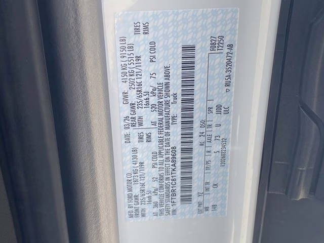 2026 Oxford White Ford Transit Cargo Van RWD Van