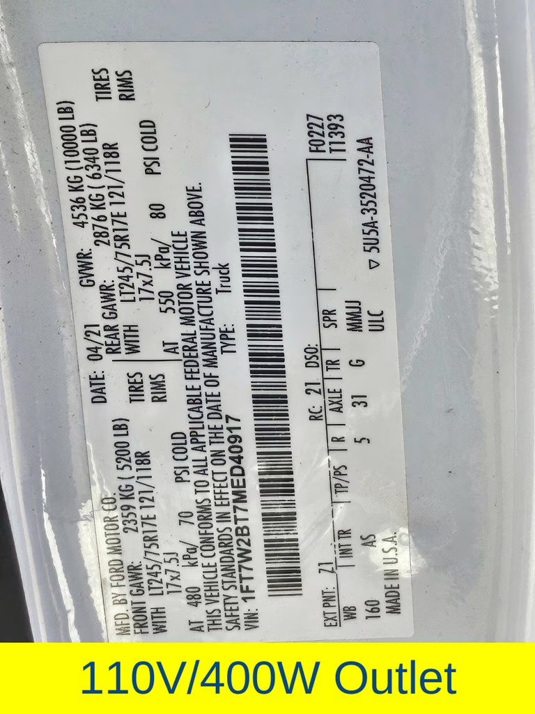 2021 Oxford White Ford Super Duty F-250 SRW XL 4X4 Truck