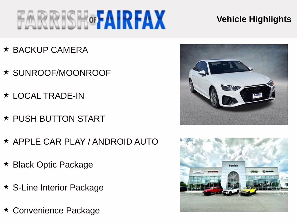 2021 Glacier White Audi A4 45 S line Premium Plus AWD Sedan