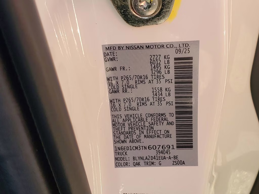 2026 Glacier White Nissan Frontier S 4X4 Truck